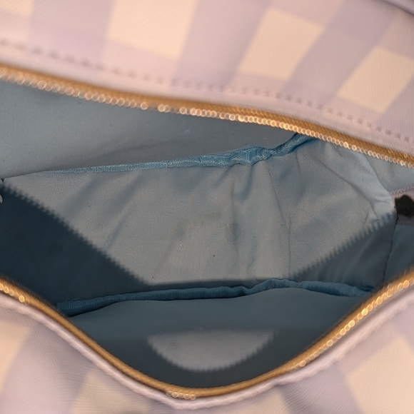 Under One Sky baby blue and white checkered gingham back pack purse - Picture 4 of 4